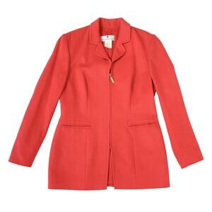 Saks Fifth Avenue Angora Wool Coat VTG Women M Coral Tailored Jacket Germany